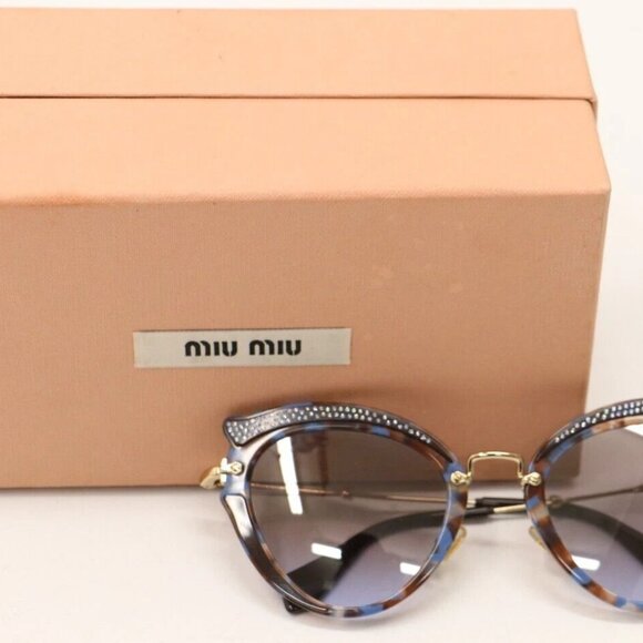 Miu Miu Accessories - Miu Miu Cat Eye Sunglasses TZ52H2 - Azure/Havana/Brown 52/23